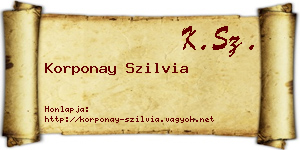 Korponay Szilvia névjegykártya